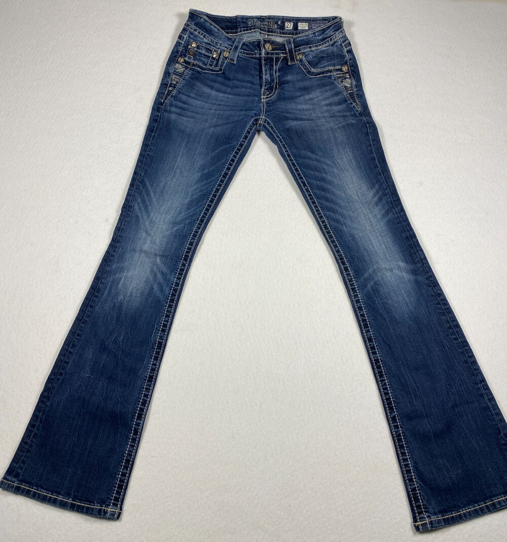 Miss Me Women's Size 27 Signature Bootcut Jeans Embellished Distressed Y2K